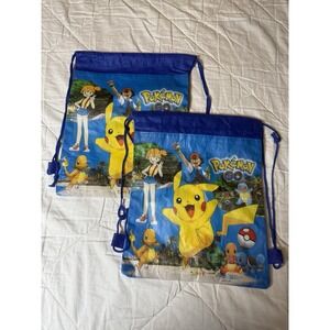 Pokemon Go Drawstring Bags Set Of 2 10.5x13" Pikachu Misty‎ Ash Charmander